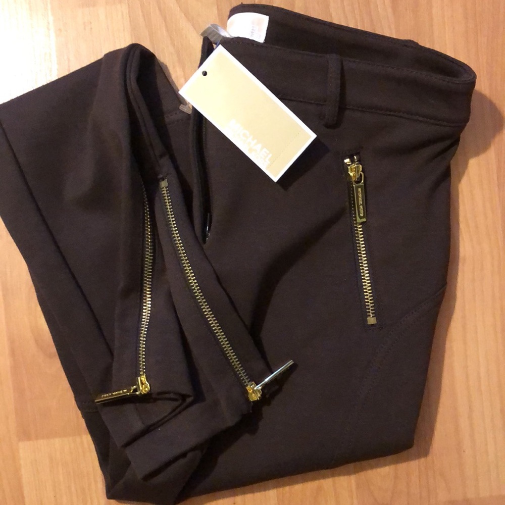 Micheal kors gold zipper detailed pants